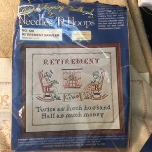 Vintage Needles N Hoops Printed Crosstitch Kit 180 Retirement Sampler
